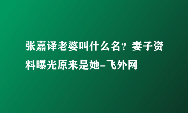 张嘉译老婆叫什么名？妻子资料曝光原来是她-飞外网