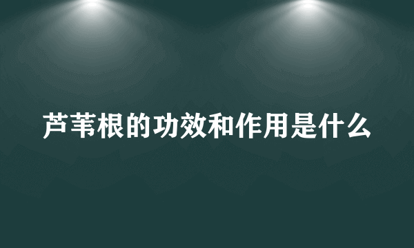 芦苇根的功效和作用是什么