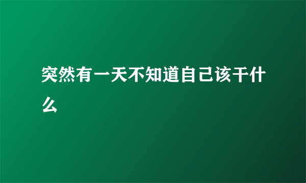 突然有一天不知道自己该干什么