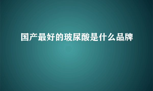 国产最好的玻尿酸是什么品牌