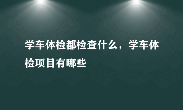 学车体检都检查什么，学车体检项目有哪些