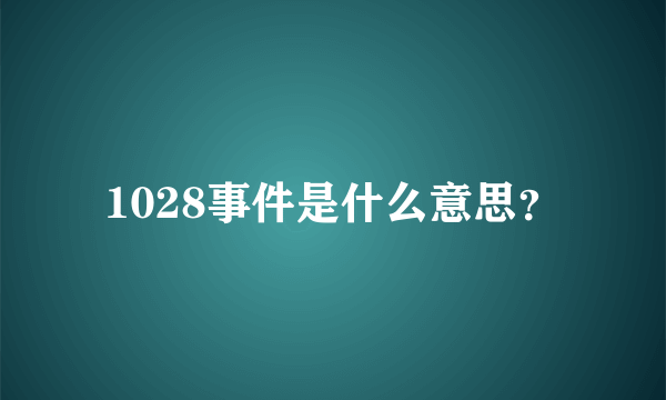 1028事件是什么意思？