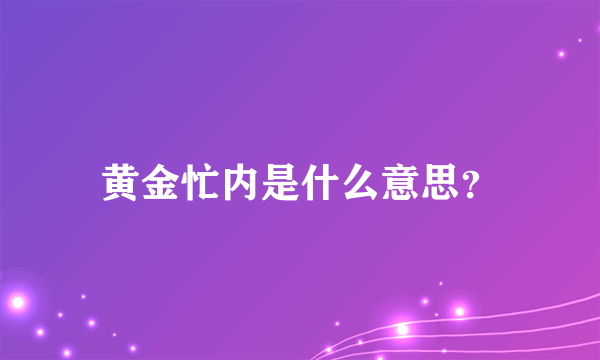 黄金忙内是什么意思？