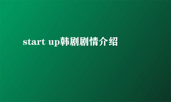 start up韩剧剧情介绍