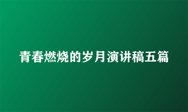 青春燃烧的岁月演讲稿五篇