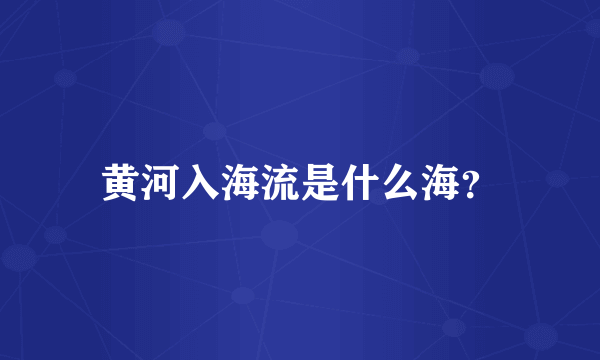 黄河入海流是什么海？