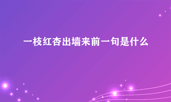 一枝红杏出墙来前一句是什么