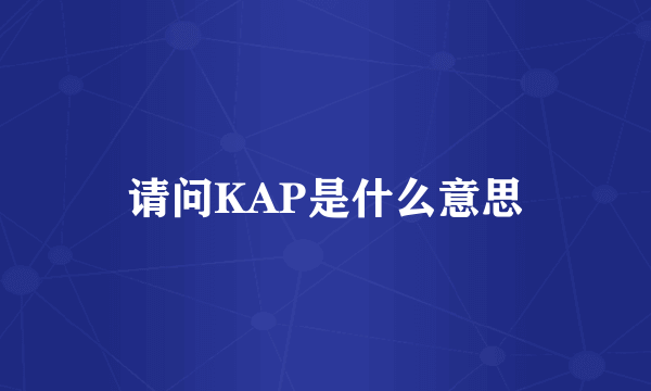 请问KAP是什么意思