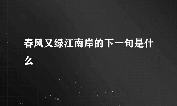 春风又绿江南岸的下一句是什么