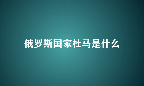 俄罗斯国家杜马是什么