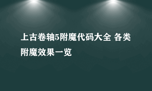 上古卷轴5附魔代码大全 各类附魔效果一览