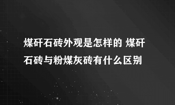 煤矸石砖外观是怎样的 煤矸石砖与粉煤灰砖有什么区别