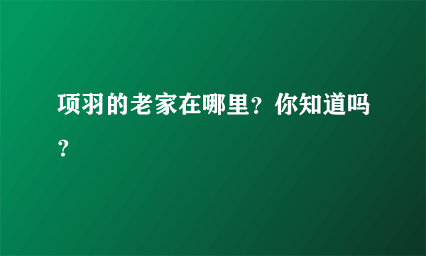 项羽的老家在哪里？你知道吗？