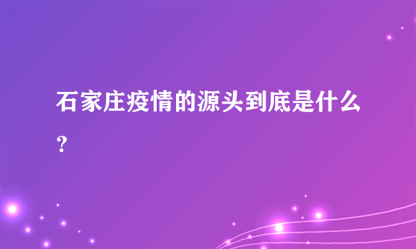 石家庄疫情的源头到底是什么？