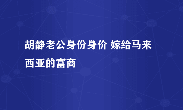 胡静老公身份身价 嫁给马来西亚的富商