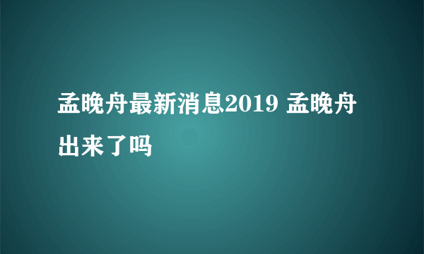 孟晚舟最新消息2019 孟晚舟出来了吗