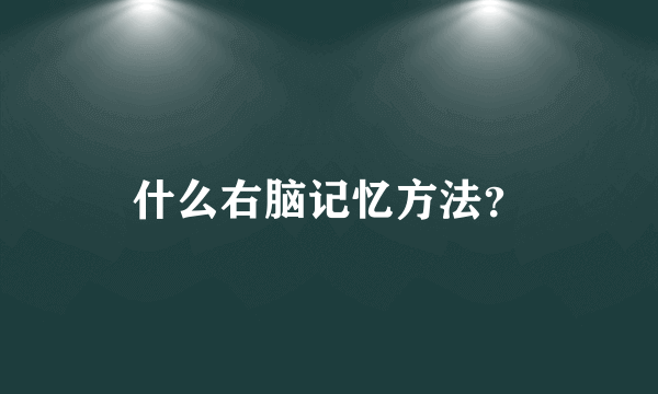 什么右脑记忆方法？