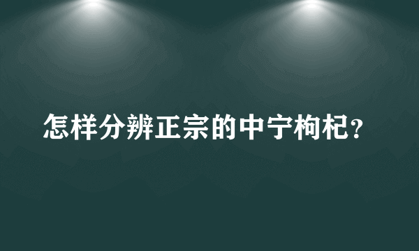 怎样分辨正宗的中宁枸杞？