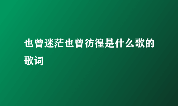 也曾迷茫也曾彷徨是什么歌的歌词