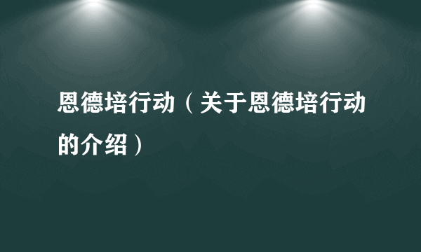 恩德培行动（关于恩德培行动的介绍）