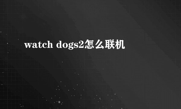 watch dogs2怎么联机