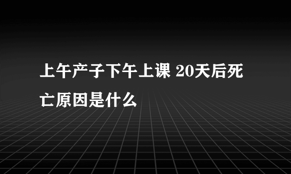 上午产子下午上课 20天后死亡原因是什么