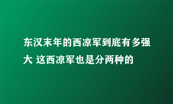 东汉末年的西凉军到底有多强大 这西凉军也是分两种的