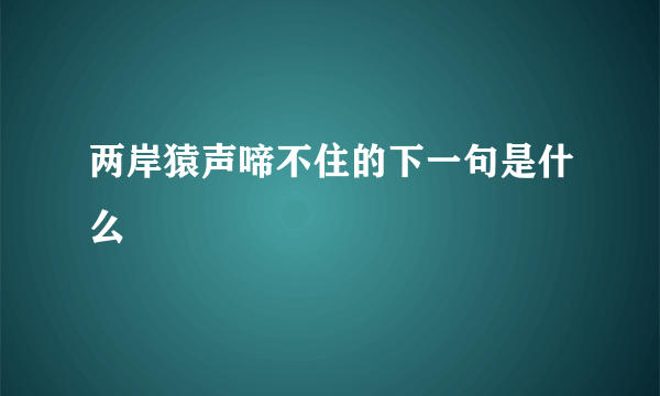 两岸猿声啼不住的下一句是什么