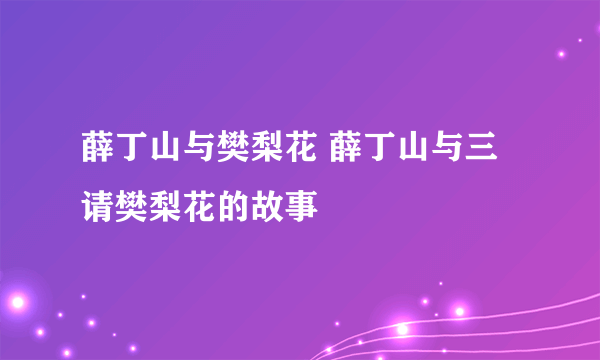 薛丁山与樊梨花 薛丁山与三请樊梨花的故事