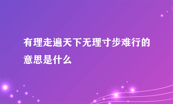 有理走遍天下无理寸步难行的意思是什么