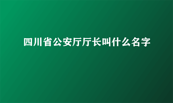 四川省公安厅厅长叫什么名字