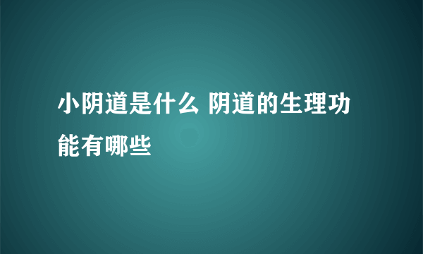 小阴道是什么 阴道的生理功能有哪些