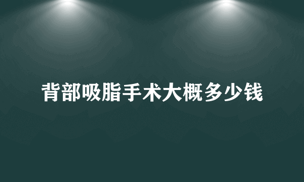 背部吸脂手术大概多少钱