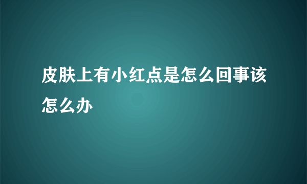 皮肤上有小红点是怎么回事该怎么办