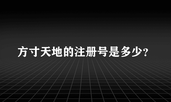 方寸天地的注册号是多少？