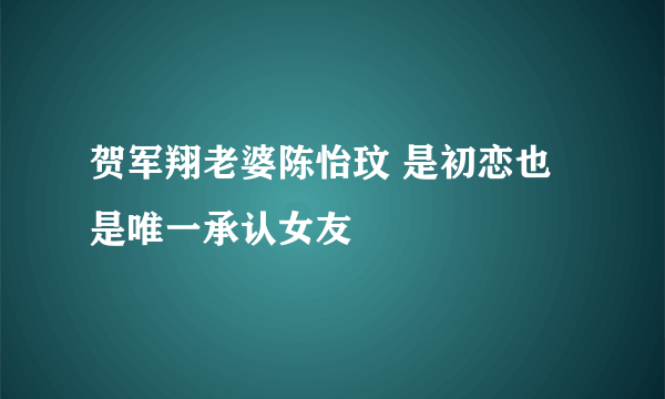 贺军翔老婆陈怡玟 是初恋也是唯一承认女友