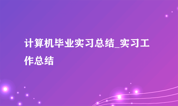 计算机毕业实习总结_实习工作总结