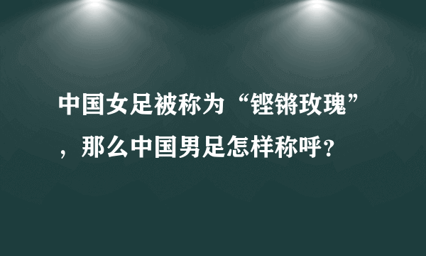 中国女足被称为“铿锵玫瑰”，那么中国男足怎样称呼？