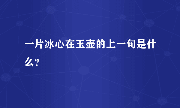 一片冰心在玉壶的上一句是什么？