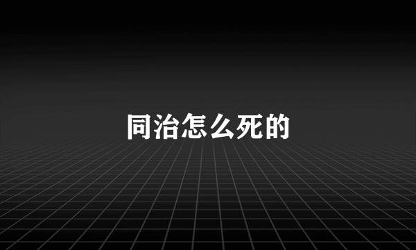 同治怎么死的