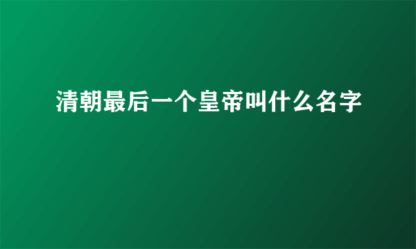 清朝最后一个皇帝叫什么名字