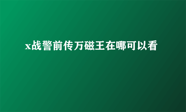 x战警前传万磁王在哪可以看