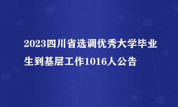 2023四川省选调优秀大学毕业生到基层工作1016人公告