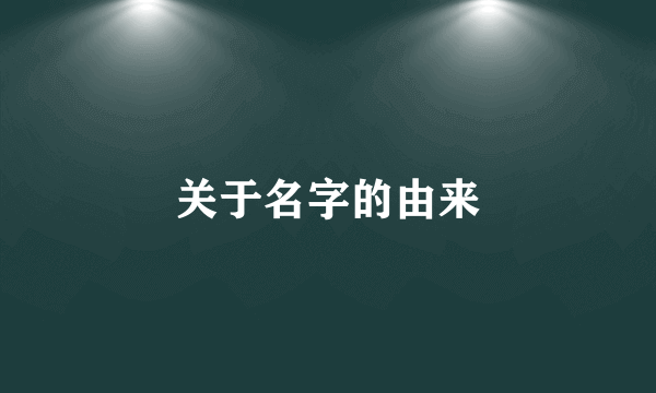 关于名字的由来