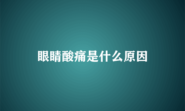 眼睛酸痛是什么原因