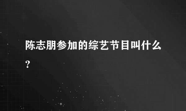 陈志朋参加的综艺节目叫什么？