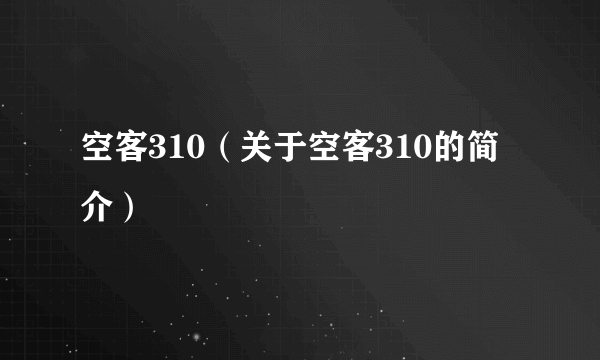 空客310（关于空客310的简介）