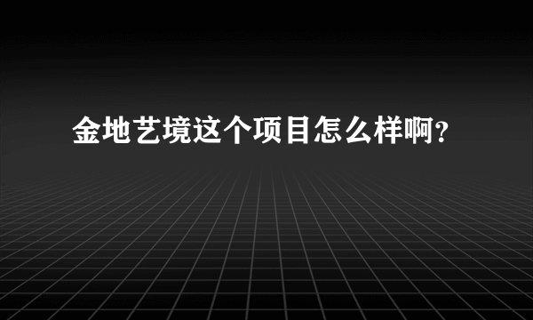 金地艺境这个项目怎么样啊？