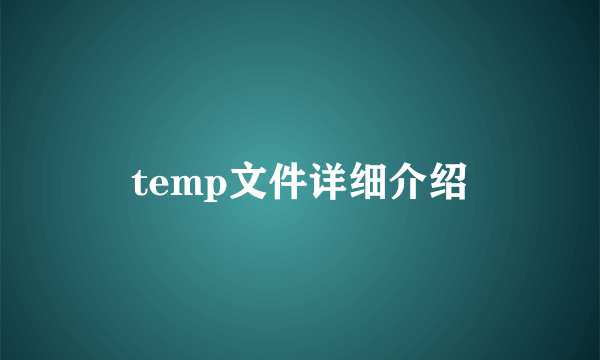 temp文件详细介绍