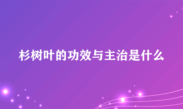 杉树叶的功效与主治是什么